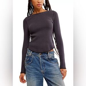 Free People We the Free Easy Does It Tee Black Size Medium